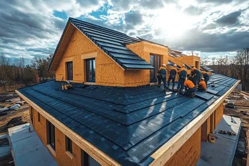 Roofing crew installing new residential roof in McKinney TX